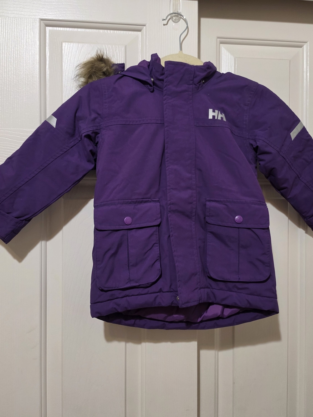 Helly Hansen Kids Oslo Parka 40477 Purple Potion 98/3 3T Faux Fur Hood Winter